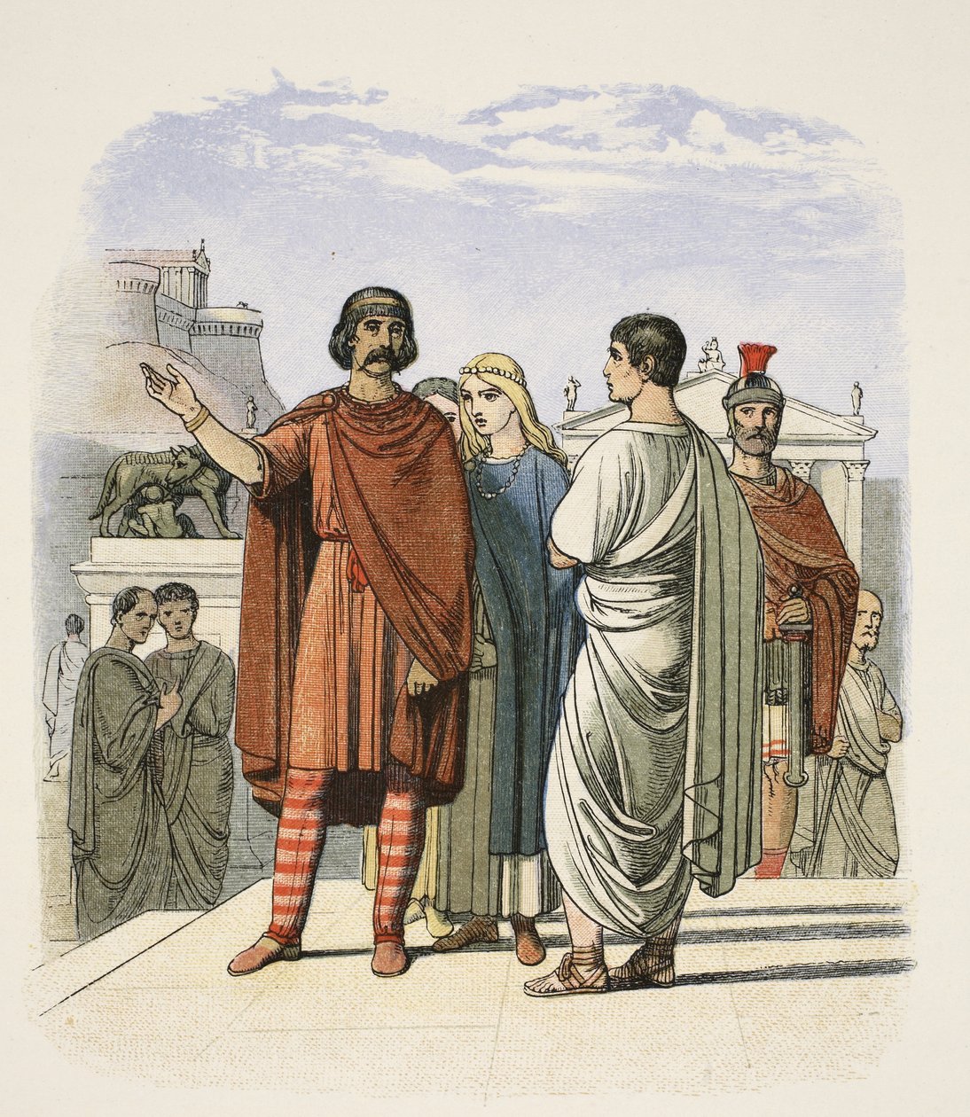 Caractacus en Roma en el año 52 d.C., de Una Crónica de Inglaterra 55 a.C. a 1485 d.C., pub. Londres, 1863 de James William Edmund Doyle