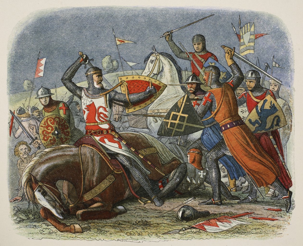 Muerte de De Montfort, 12 de agosto de 1265, de Una Crónica de Inglaterra BC 55 a AD 1485, pub. Londres, 1863 de James William Edmund Doyle