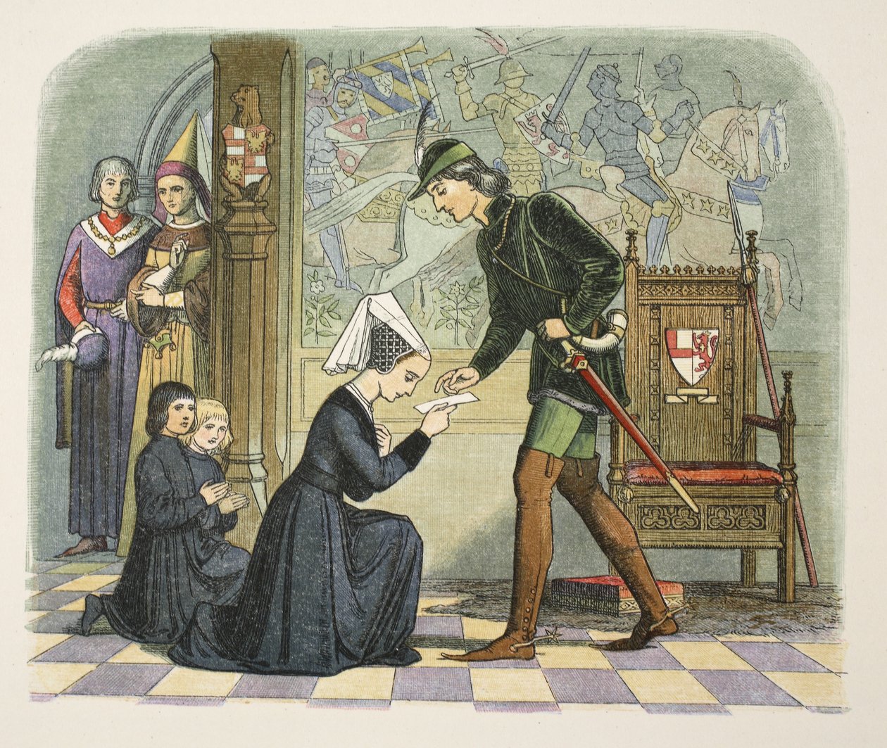 Eduardo IV y Lady Elizabeth Grey, 1 de mayo de 1464, de Una Crónica de Inglaterra BC 55 a AD 1485, pub. Londres, 1863 de James William Edmund Doyle