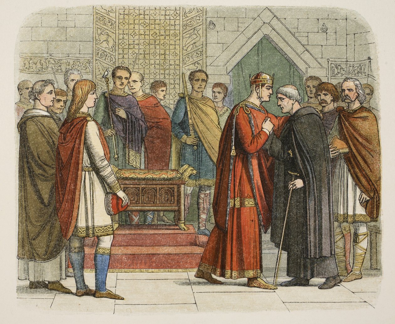 El rey Guillermo I rinde homenaje a los líderes ingleses en 1067, de Una crónica de Inglaterra BC 55 a AD 1485, pub. Londres, 1863 de James William Edmund Doyle