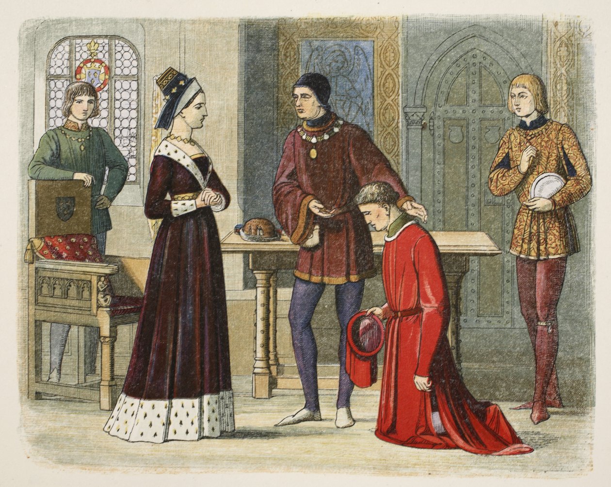 El conde de Warwick se somete a la reina Margarita, 1470, de 