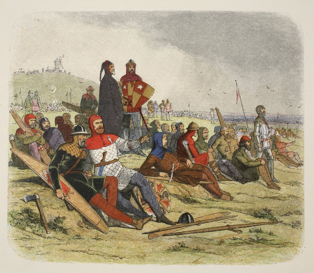 Los ingleses esperan a los franceses en Crécy, de A Chronicle of England BC 55 to AD 1485 de James William Edmund Doyle