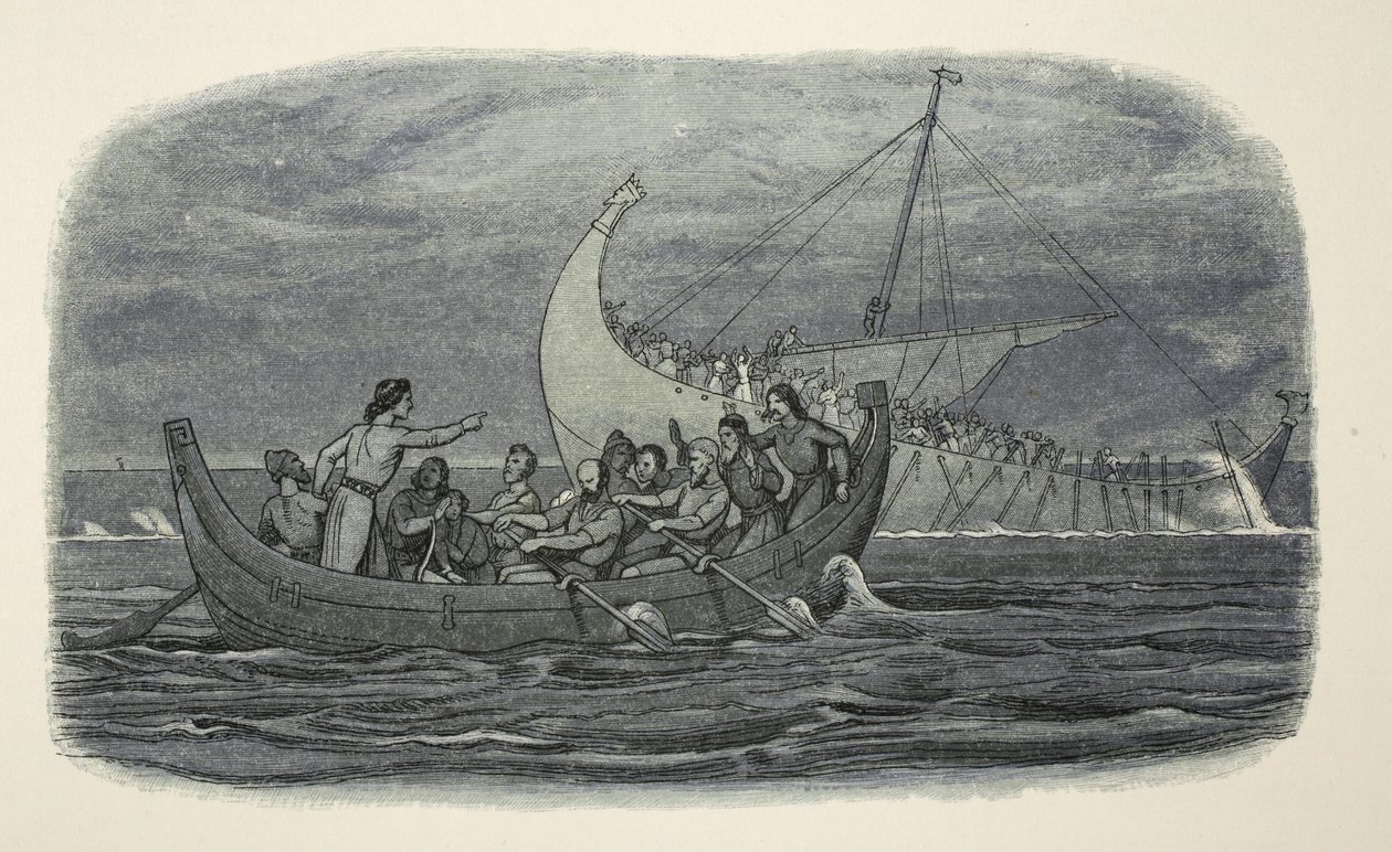 Naufragio del Barco Blanco, de Una Crónica de Inglaterra BC 55 a AD 1485, pub. Londres, 1863 de James William Edmund Doyle