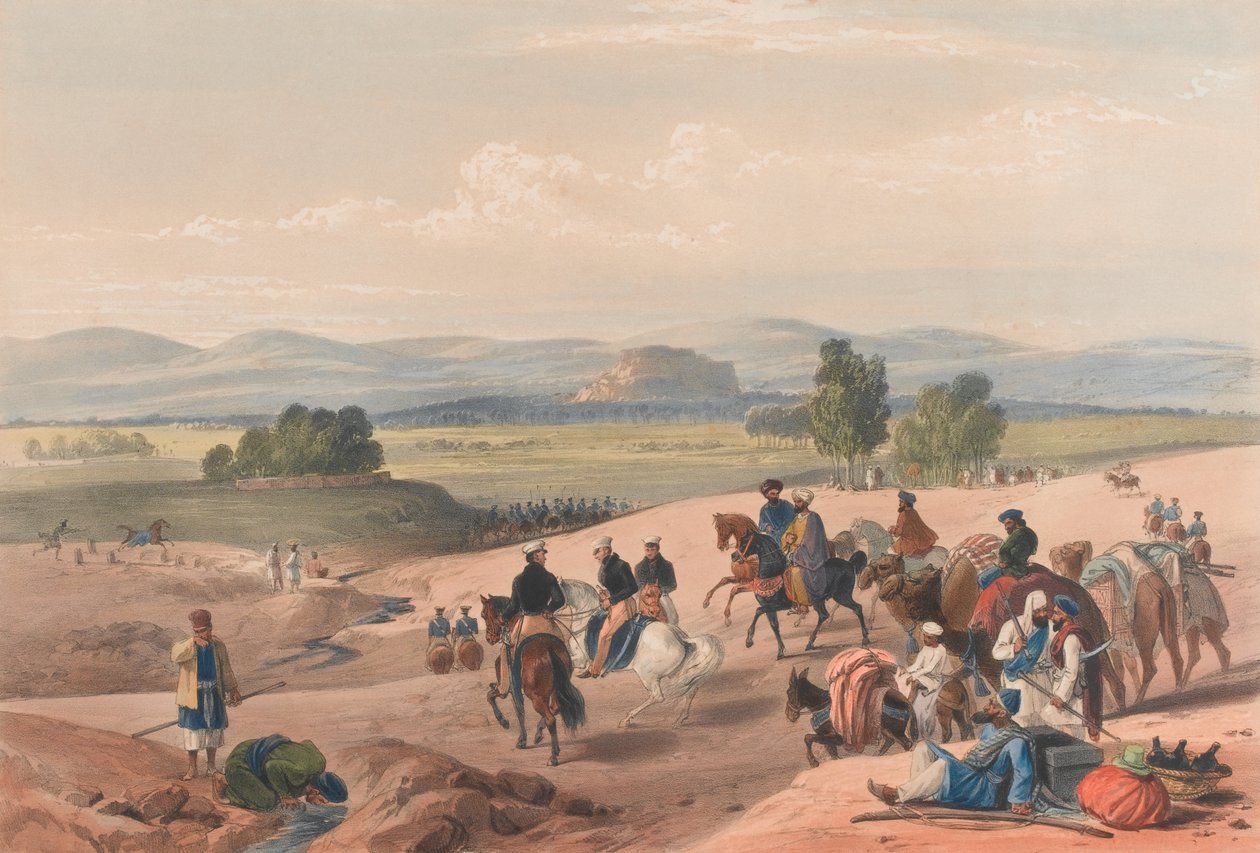 "El acercamiento a la fortaleza de Kwettah", c.1839 de James (after) Atkinson