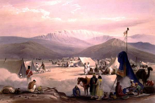 El campamento en Dadur, con la entrada al Paso de Bolan, de 