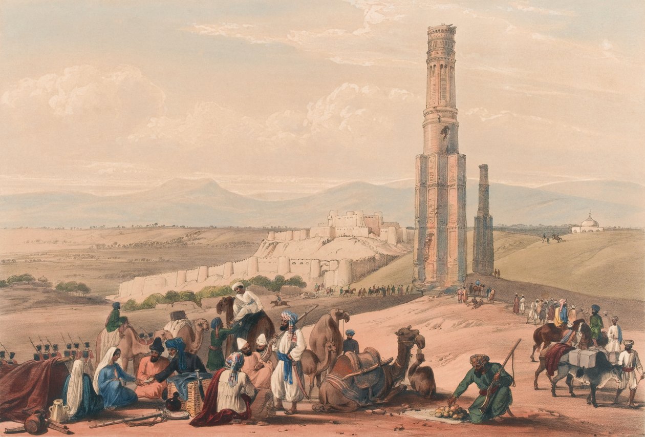 La Fortaleza y Ciudadela de Ghuznee y los dos Minaretes, c.1839 de James (after) Atkinson