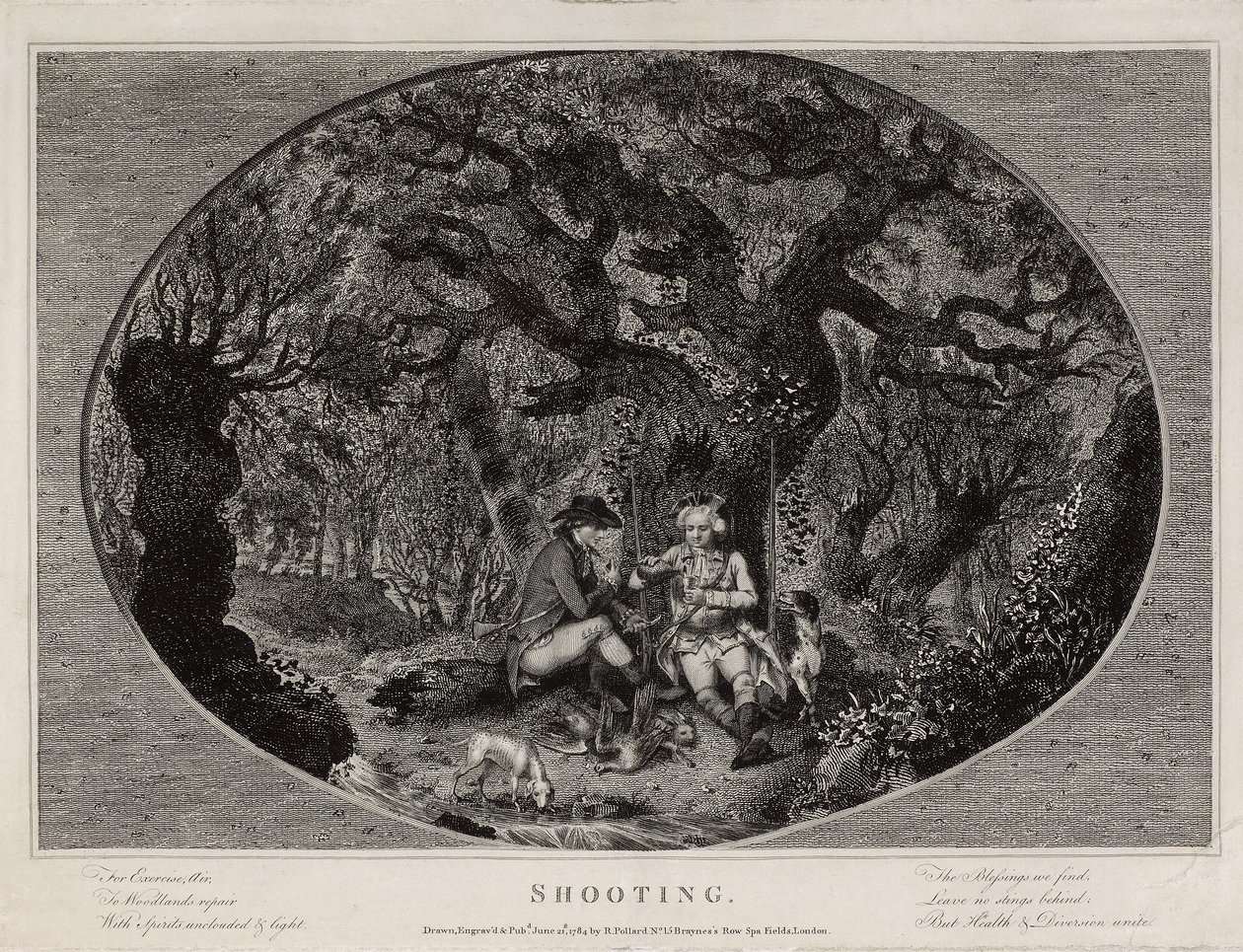 Disparo, grabado por Robert Pollard, publicado en 1784 de James (after) Pollard