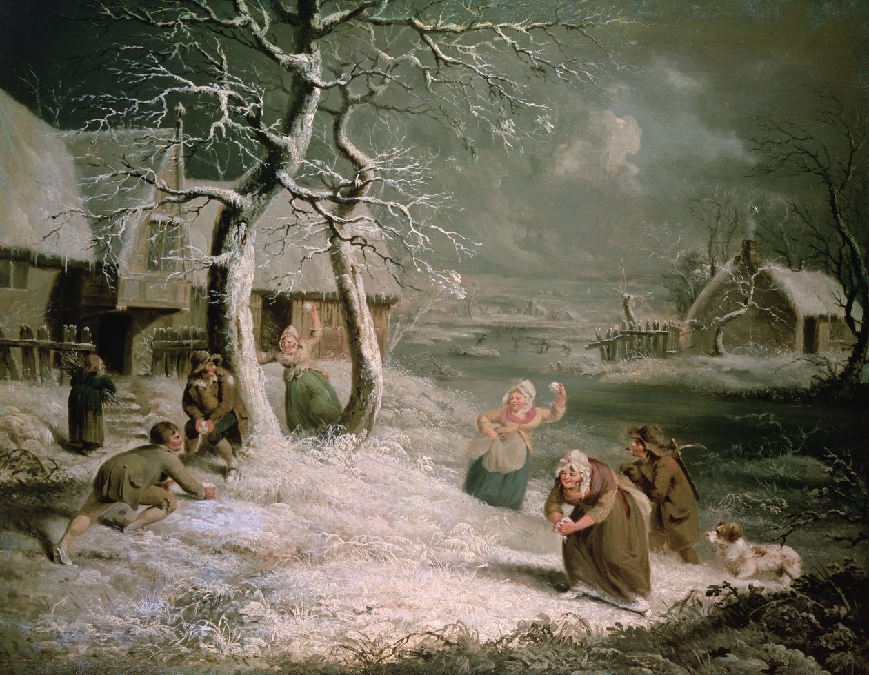 Campesinos lanzando bolas de nieve de James (attr. to) Ward