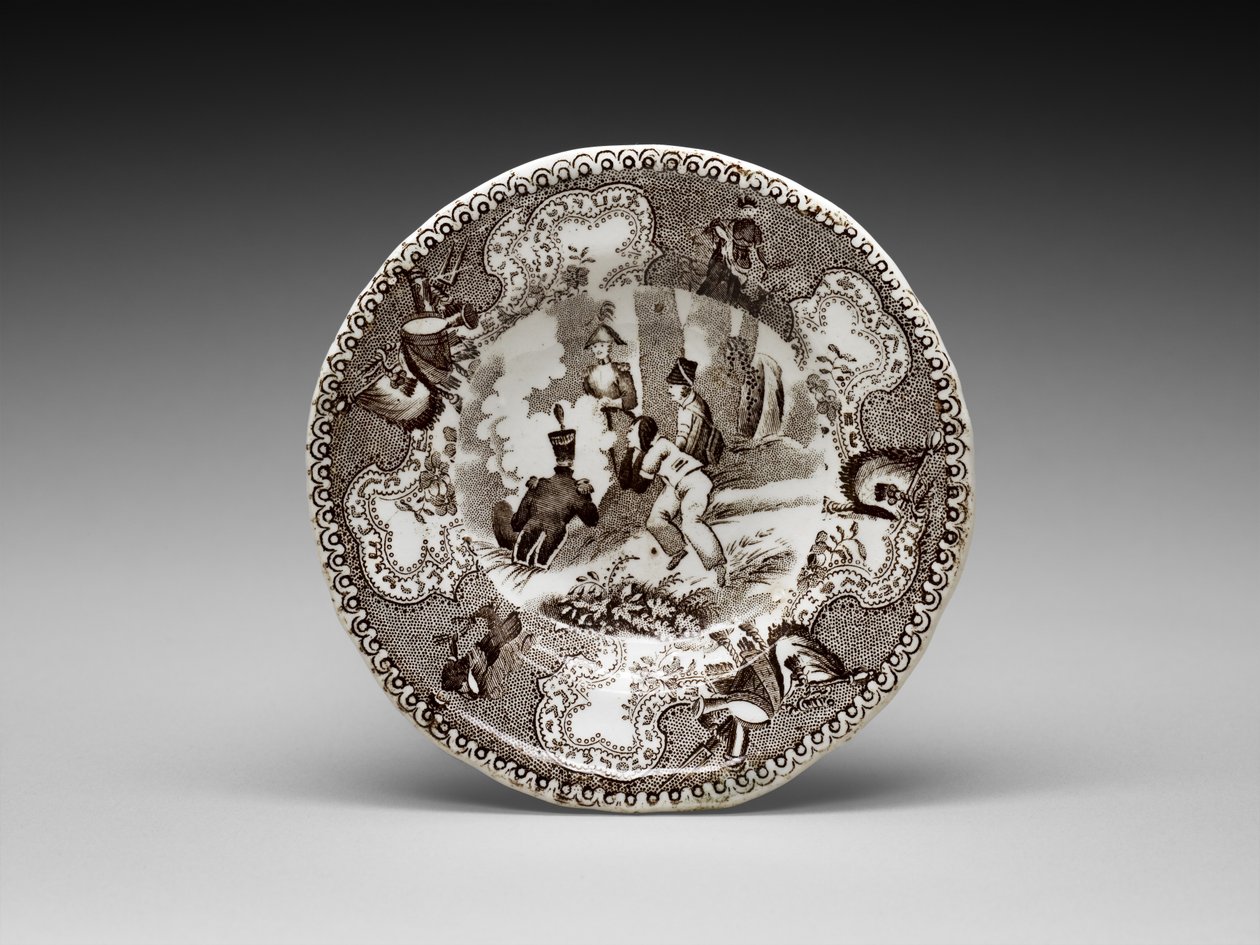 Plato de taza, c. 1837-1856 (loza vidriada con impresión de transferencia) de James (attr.to) Beech