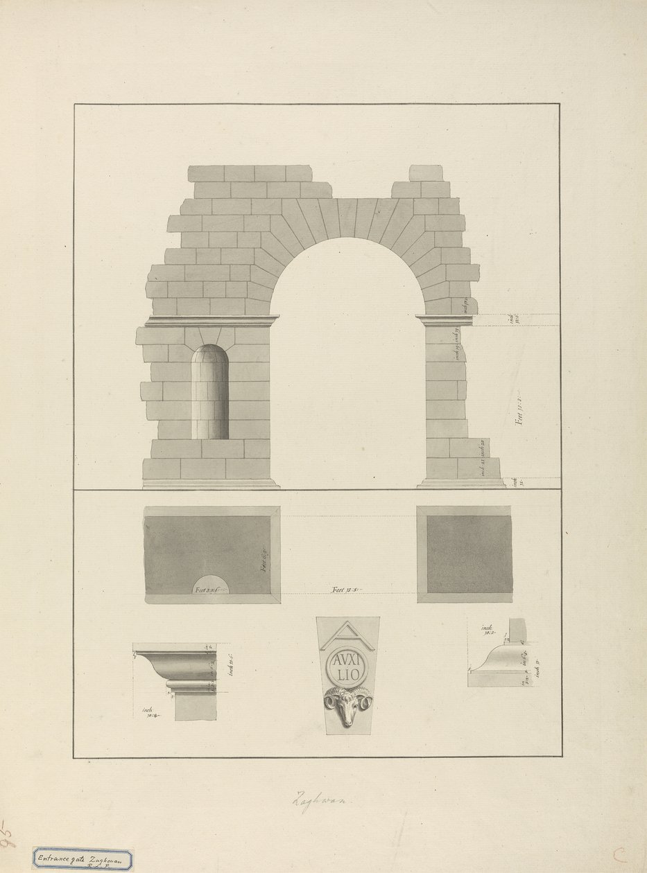 Puerta de entrada, Zaghouan de James 1730 94 Bruce