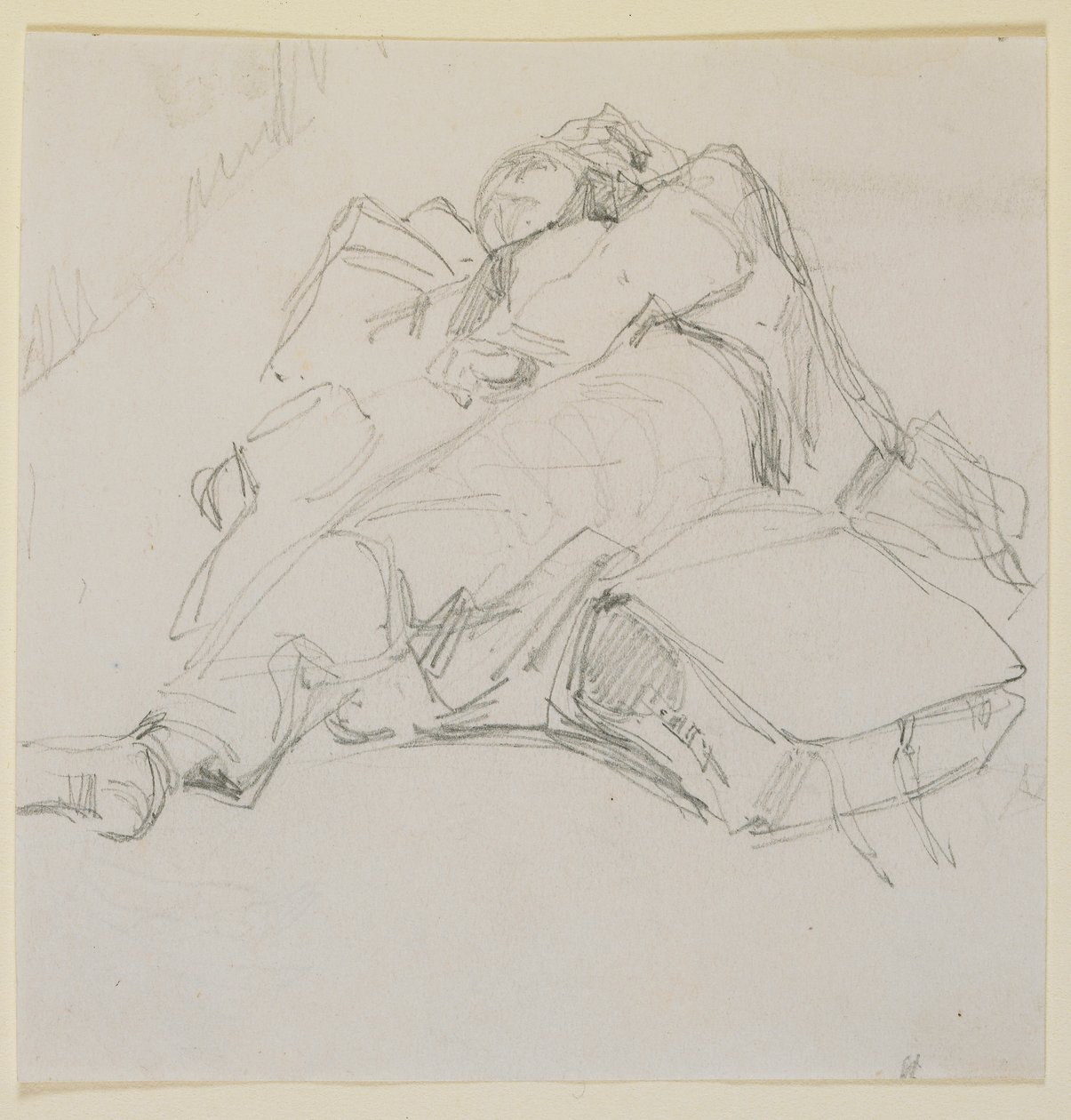 Un hombre dormido sobre una pila de equipaje de James Abbott McNeill Whistler