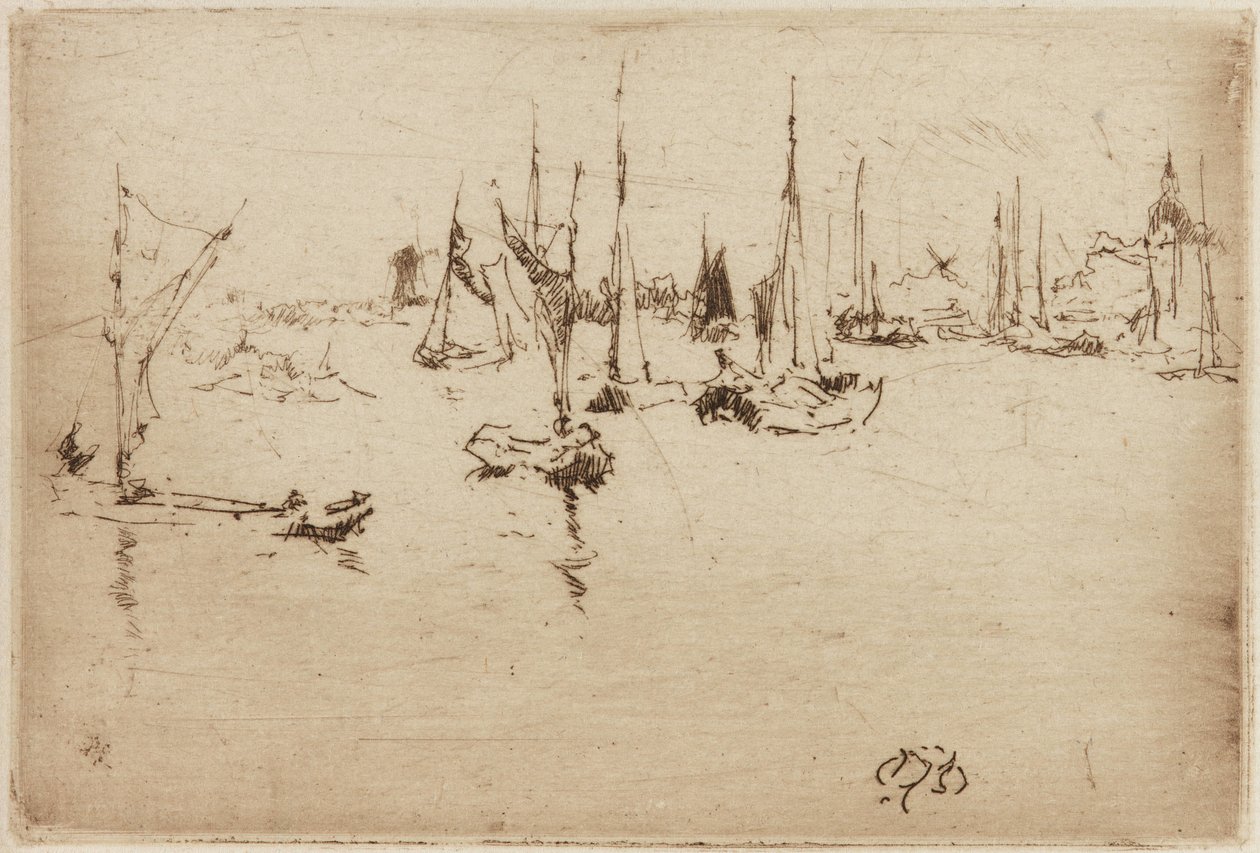 Barcazas, Dordrecht, 1884 de James Abbott McNeill Whistler