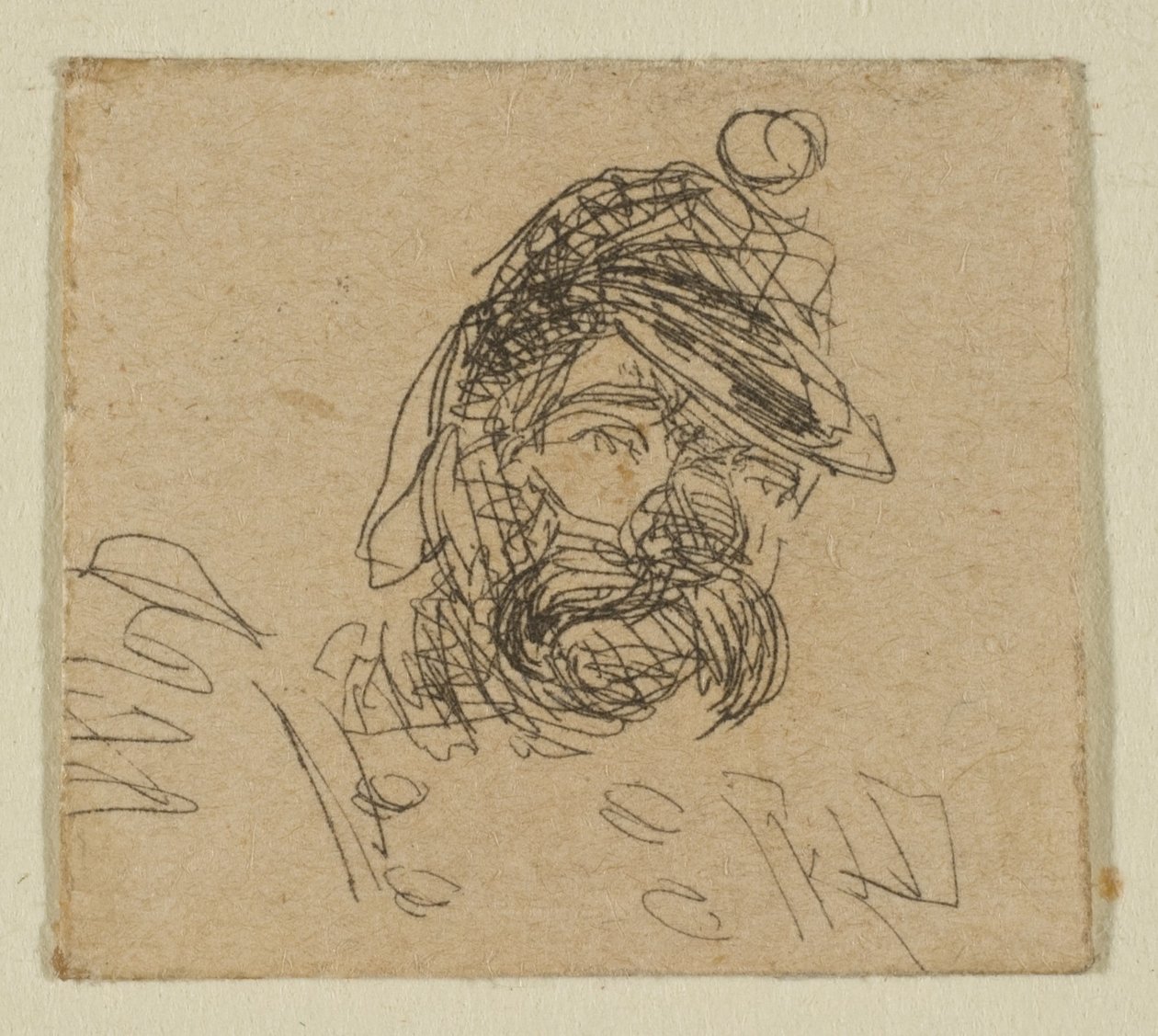 Hombre barbudo con gorra de soldado de Bocetos en la placa de la encuesta costera, 1854-55 de James Abbott McNeill Whistler