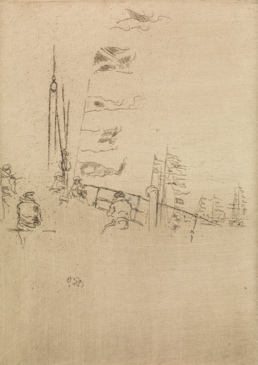 Banderines, de un conjunto de doce grabados titulado La revisión naval, 1887 de James Abbott McNeill Whistler