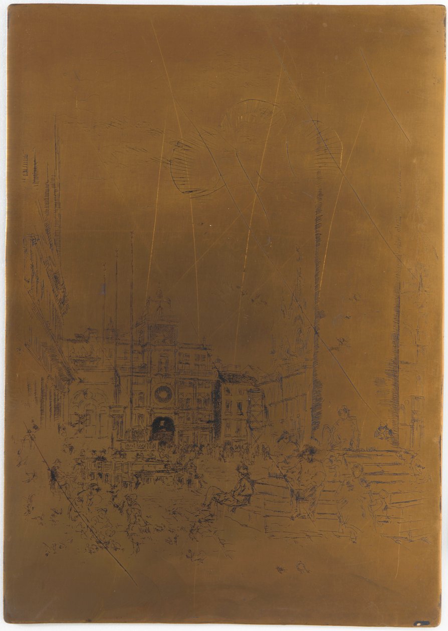 Placa de impresión cancelada para La Piazzetta, 1879-1880 de James Abbott McNeill Whistler