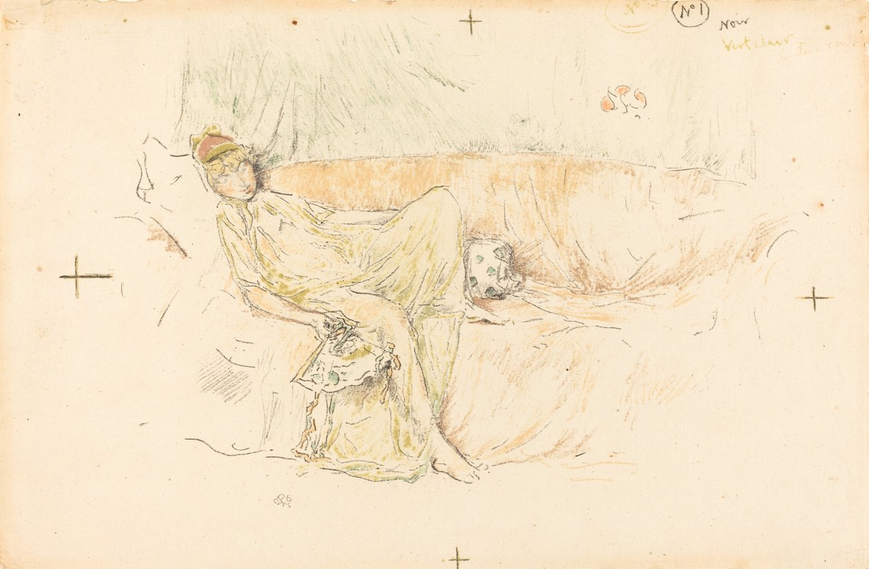 Figura drapeada, reclinada, 1892 de James Abbott McNeill Whistler