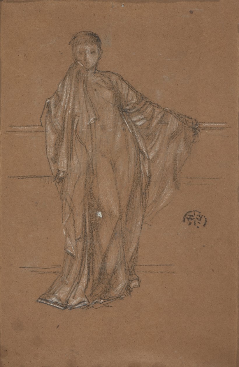 Figura drapeada en una barandilla, 1868-1870 de James Abbott McNeill Whistler