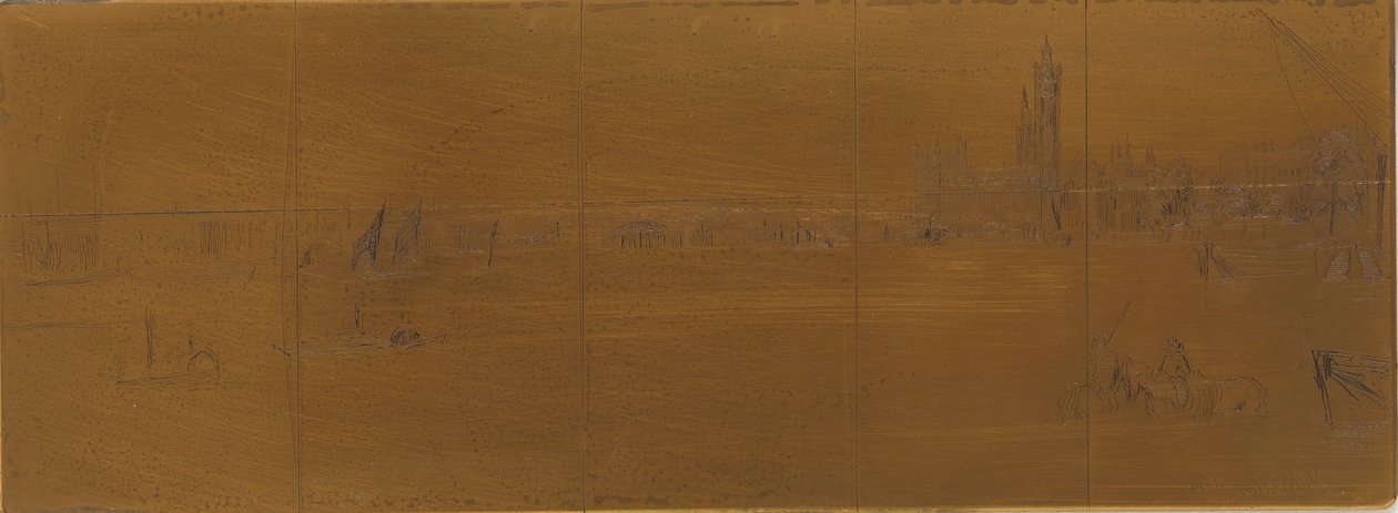 Placa de grabado: Puente de Westminster Viejo, 1859 de James Abbott McNeill Whistler