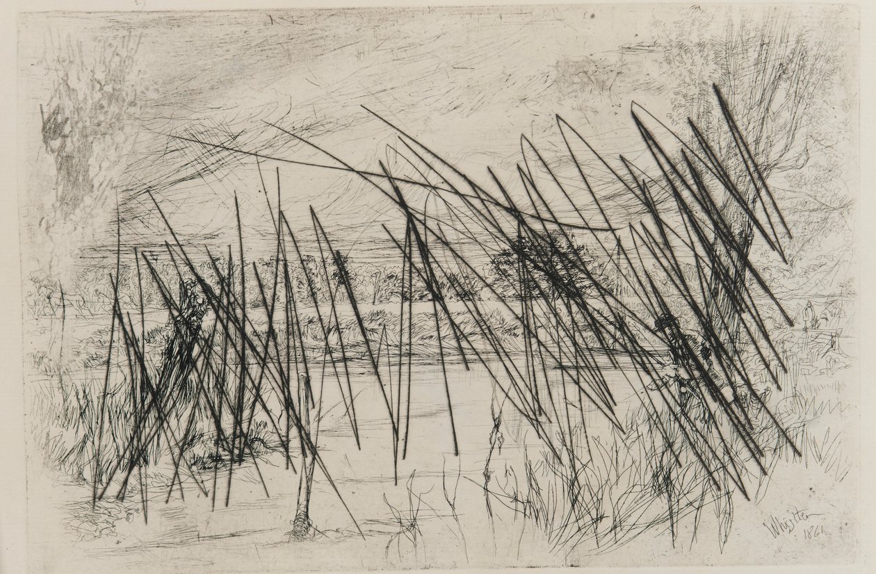 Paisaje con un pescador, 1861 de James Abbott McNeill Whistler