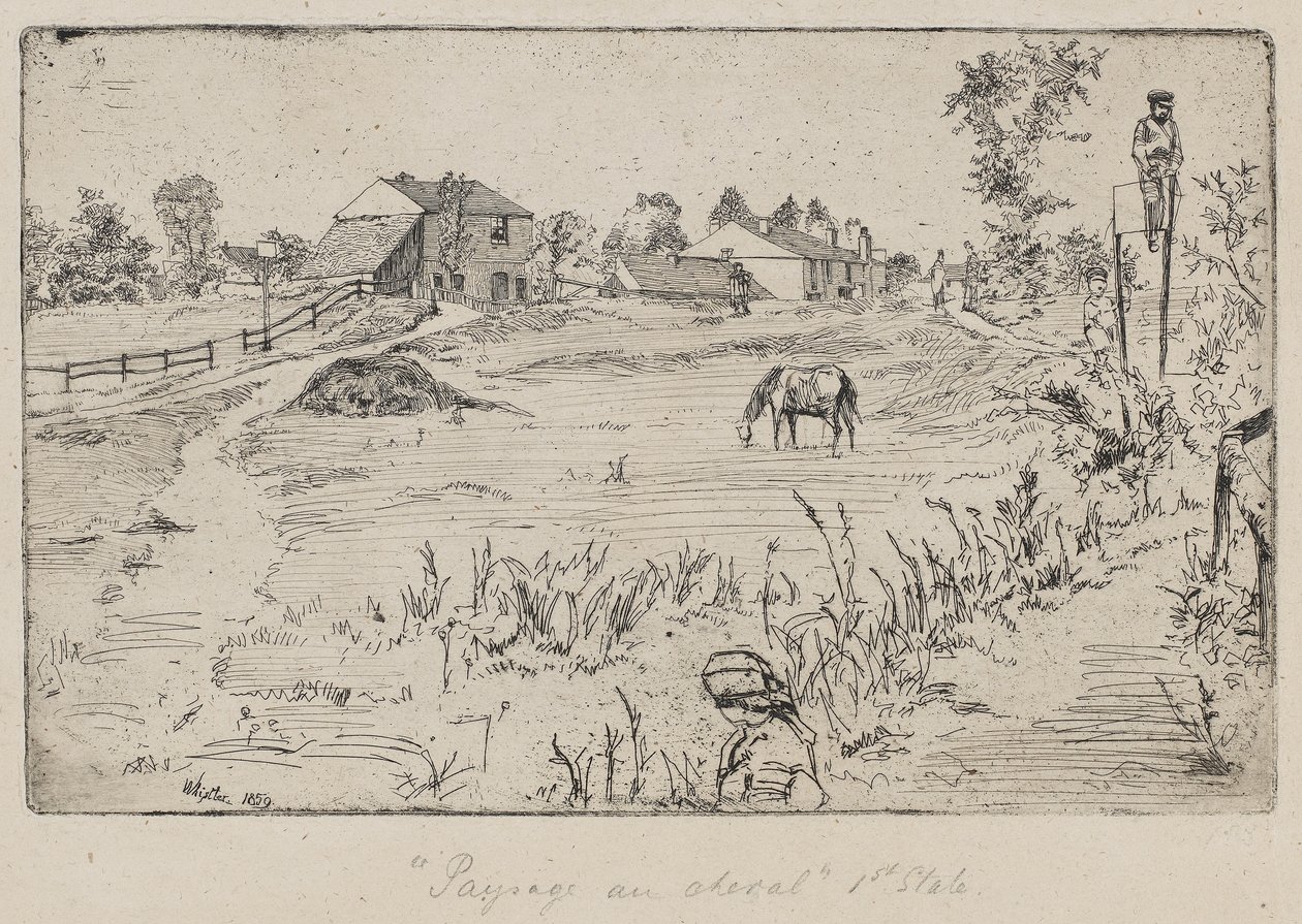 Paisaje con el caballo (El prado) 1859 de James Abbott McNeill Whistler