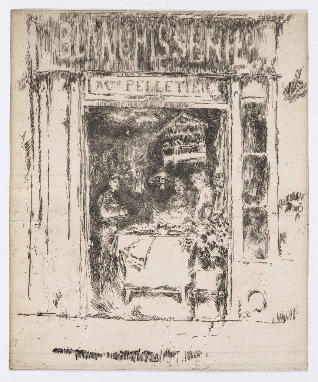 Mme Pelletier, Blanchisserie, París, c.1892-93 (aguafuerte; tinta sobre papel) de James Abbott McNeill Whistler