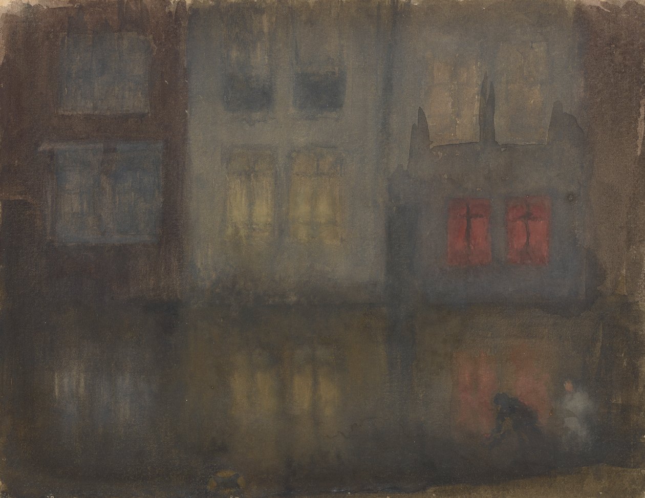 Nocturno: Negro y Rojo, Canal de Espalda, Holanda, 1882 de James Abbott McNeill Whistler