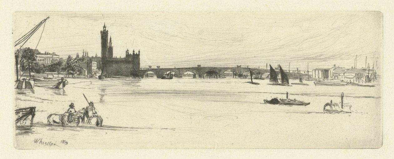 Viejo puente de Westminster Dieciséis grabados de escenas en el Támesis y otros temas (título de la serie) de James Abbott McNeill Whistler