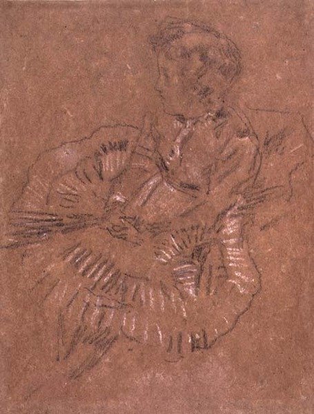 PD.67-1959 Una Chica Sentada con una Falda Grande (Un Estudio de Elinor Leyland) c.1870-80 de James Abbott McNeill Whistler