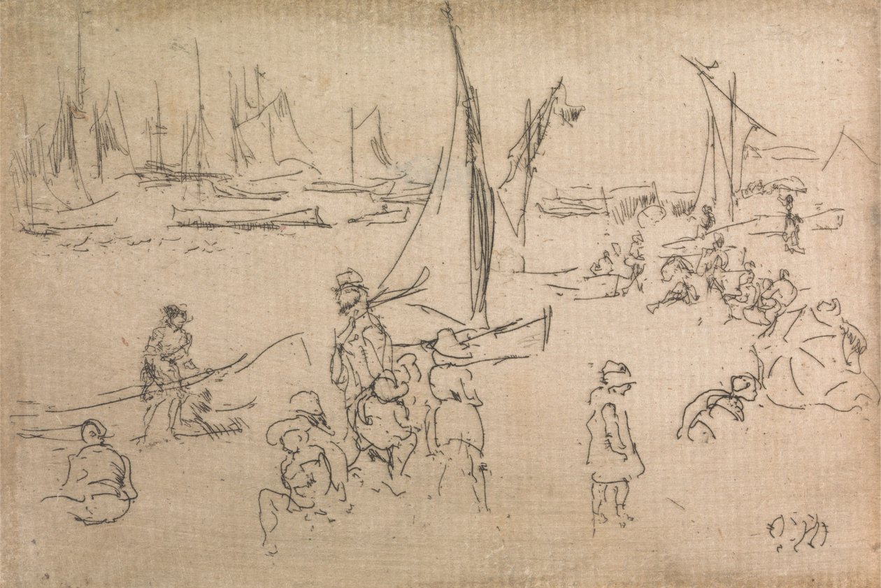 Niños de Portsmouth, de un conjunto de doce grabados titulado La revisión naval, 1887 de James Abbott McNeill Whistler