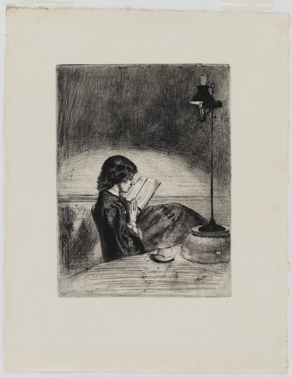 Leyendo a la luz de la lámpara, 1858 de James Abbott McNeill Whistler