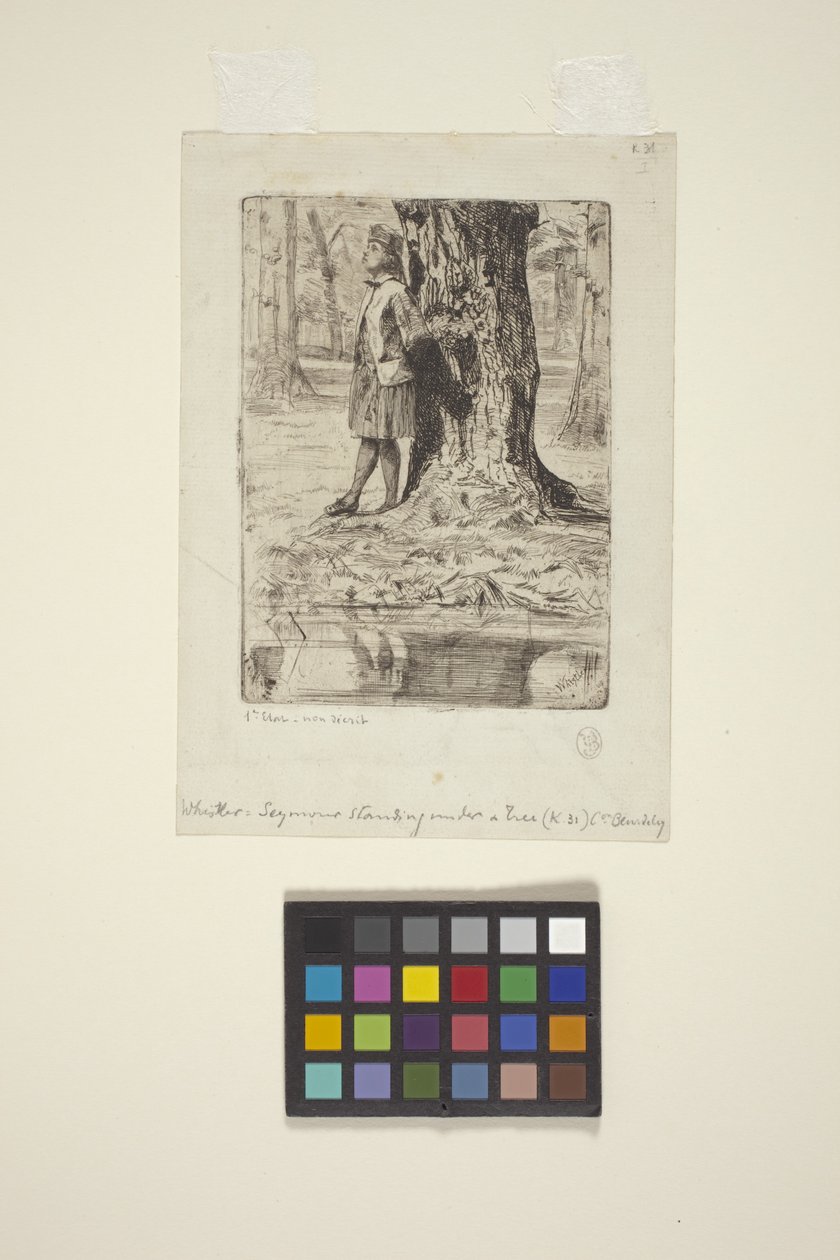 Seymour de pie bajo un árbol (aguafuerte) de James Abbott McNeill Whistler