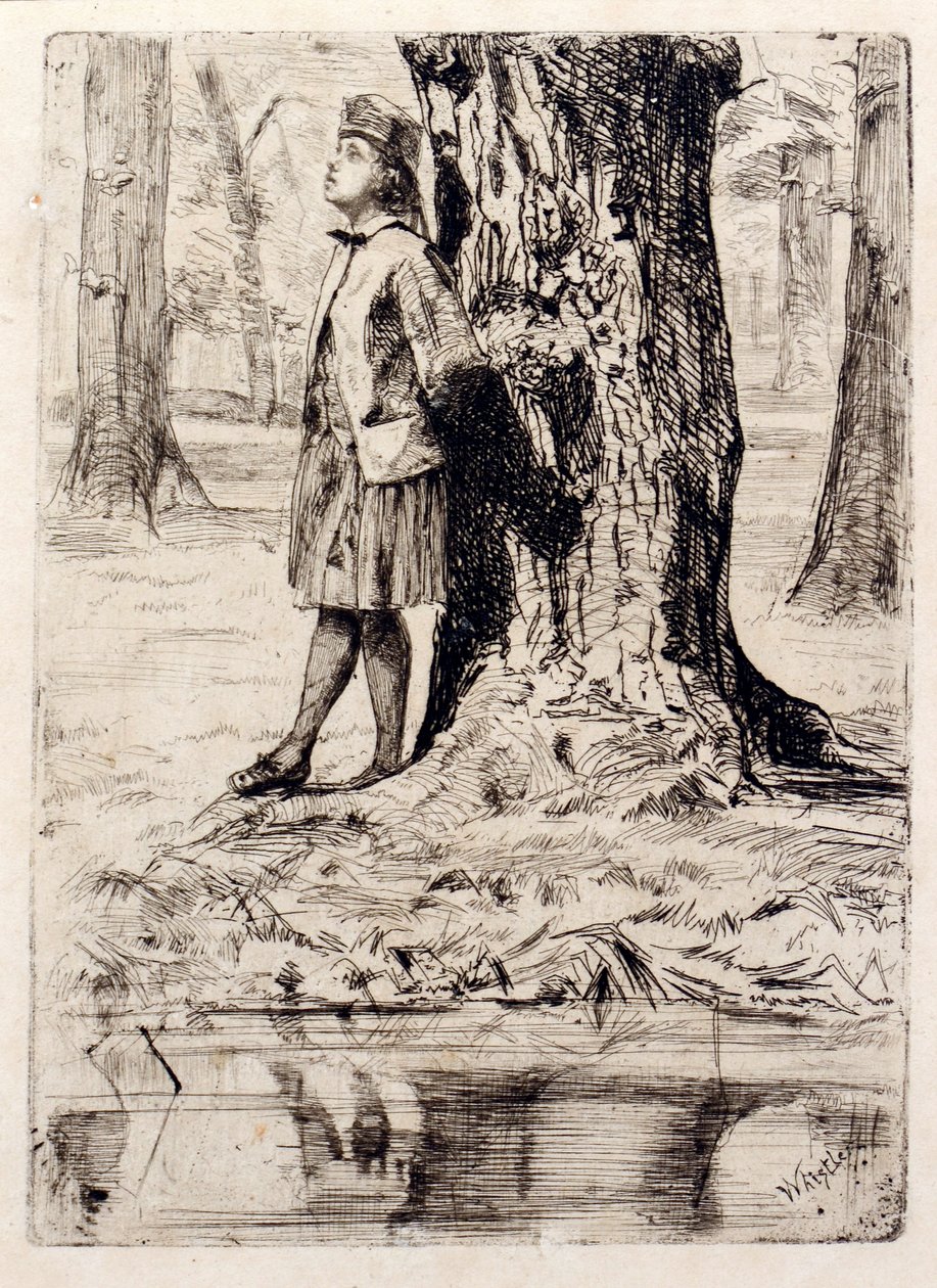 Seymour de pie bajo un árbol de James Abbott McNeill Whistler