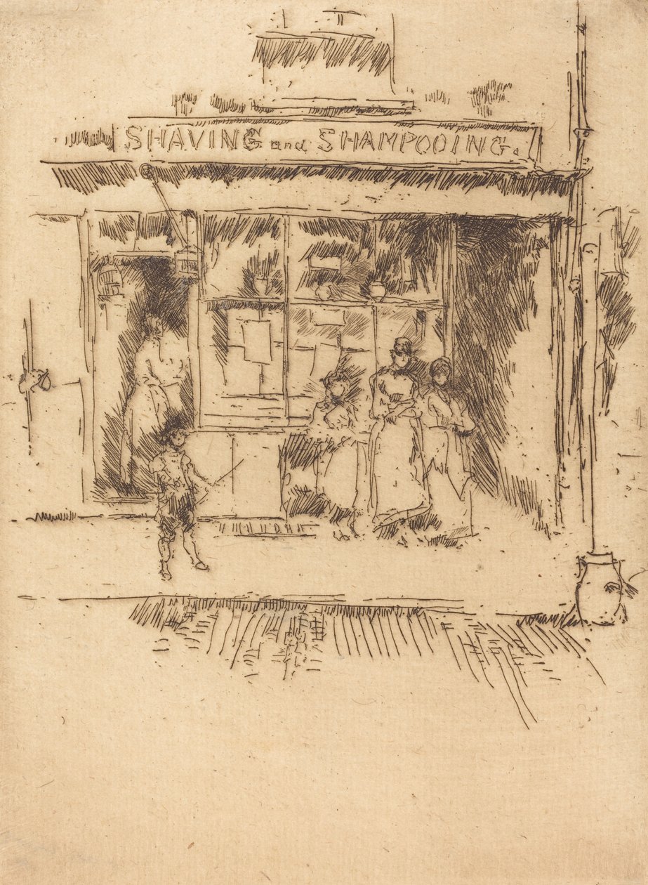 Afeitado y champú, c. 1886-1888 de James Abbott McNeill Whistler