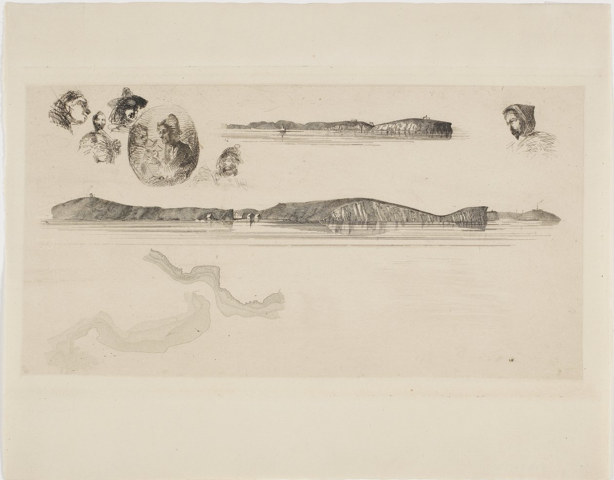 Bocetos en la Placa de la Encuesta Costera de James Abbott McNeill Whistler
