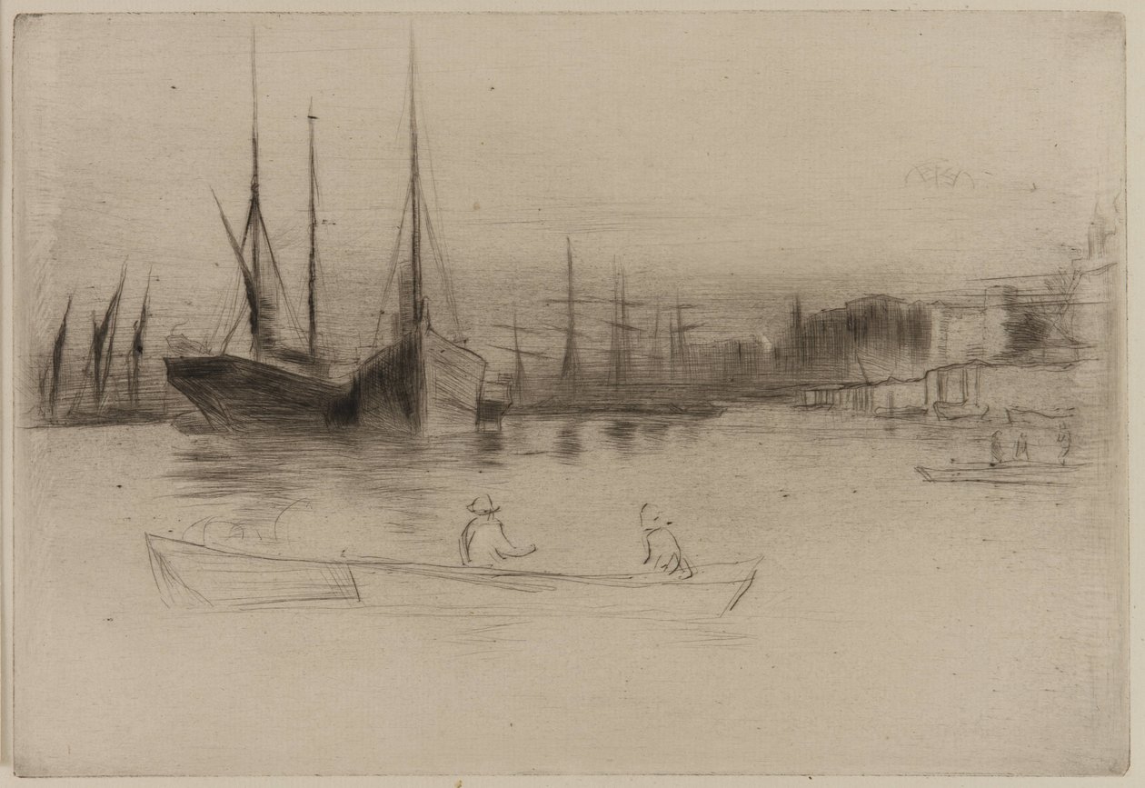 Barcos de vapor frente a la Torre, 1875 de James Abbott McNeill Whistler