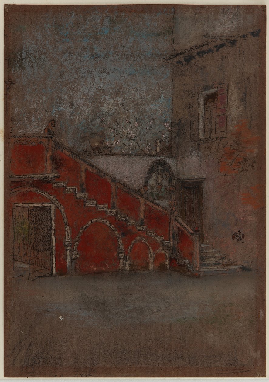 La escalera: Nota en rojo, 1880 de James Abbott McNeill Whistler