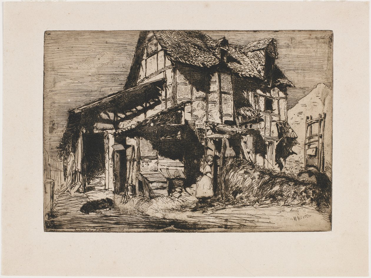 El inmueble inseguro. Uno de los doce grabados de la naturaleza, The French Set, 1858 de James Abbott McNeill Whistler