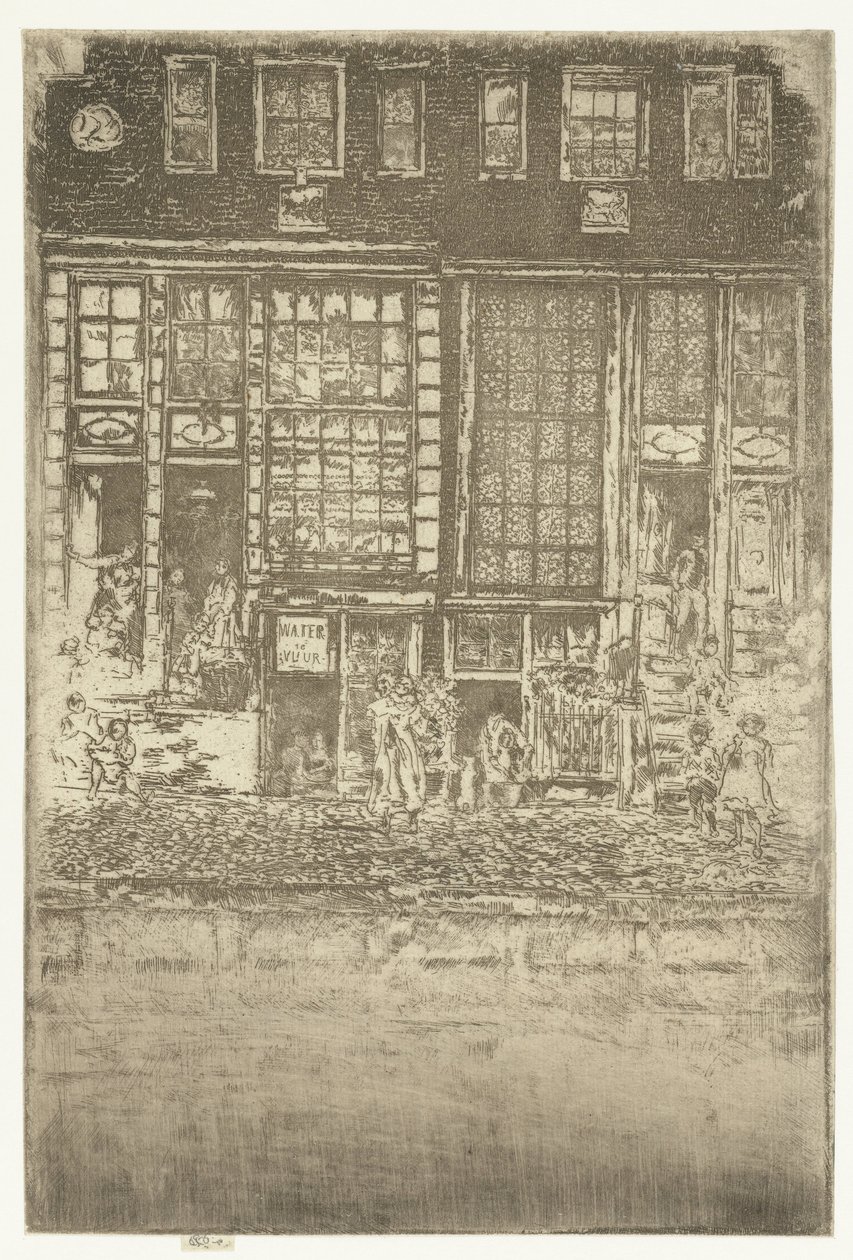 Dos casas del canal en Ámsterdam
Cortina bordada de James Abbott McNeill Whistler