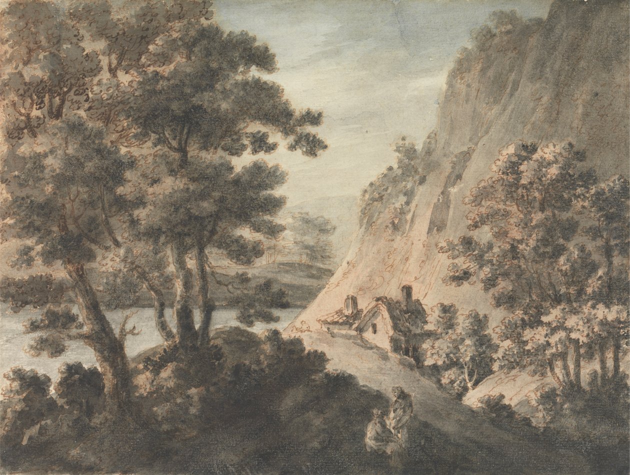 Paisaje con río y figuras de James Adam