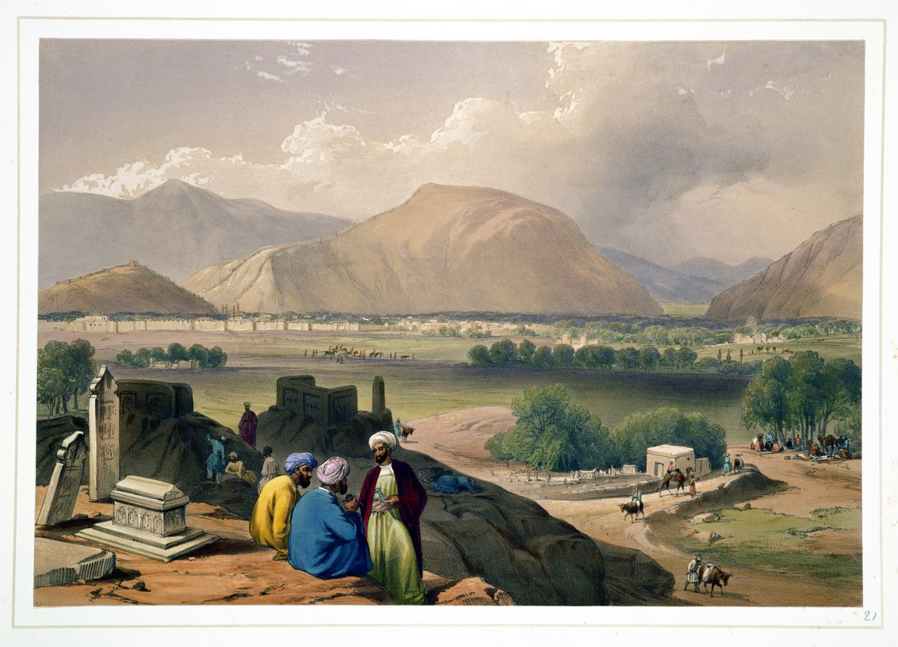 Caubul, desde un cementerio en la cresta de la montaña, noreste de la ciudad, de 