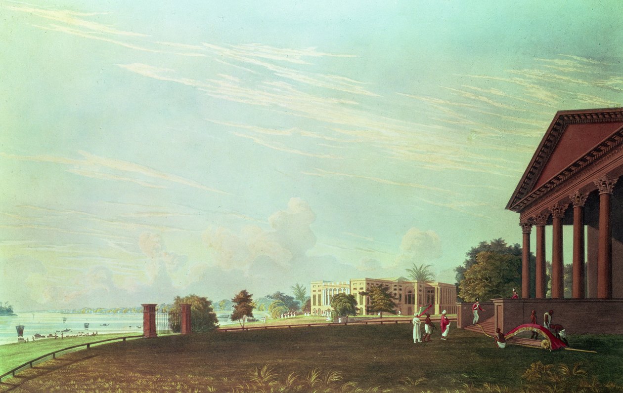 Casa Barrackpore, Calcuta, grabado por Robert Havell, pub. 1824 de James Baillie Fraser