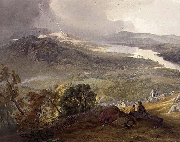 Lago Windermere, detalle del ferrocarril junto al lago, de 