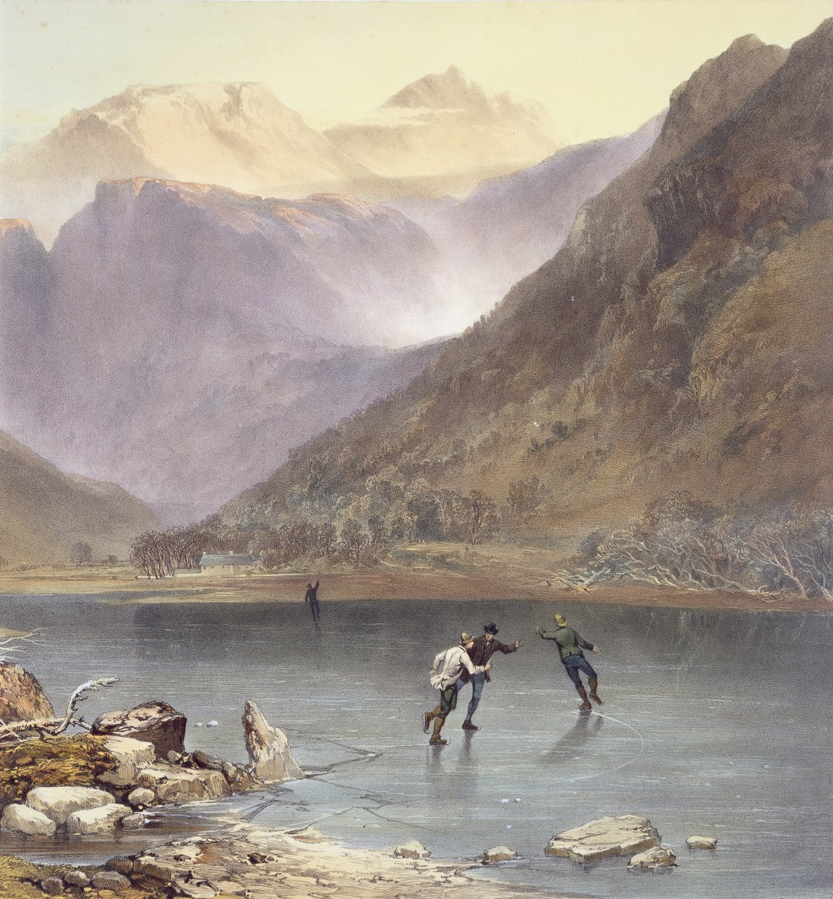 Brothers Water (detalle de patinadores) de James Baker Pyne