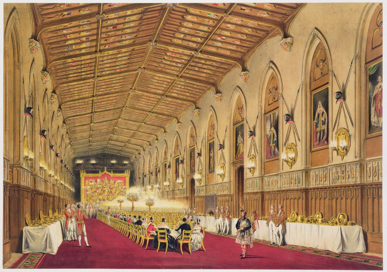 Salón de San Jorge, Castillo de Windsor, 1838 de James Baker Pyne