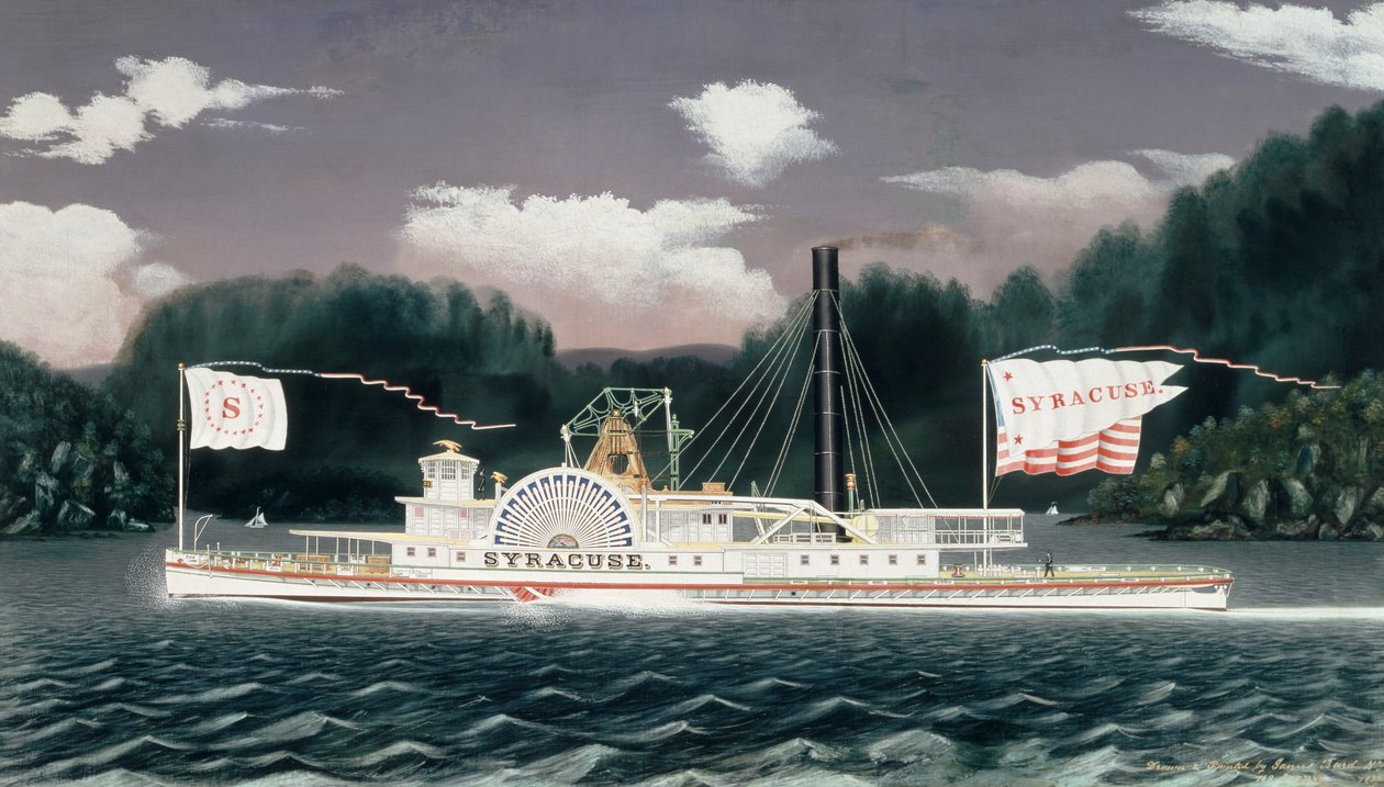 Barco de vapor "Syracuse" en el río Hudson de James Bard