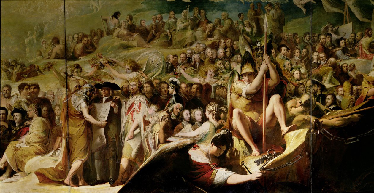 Elysium, o el estado de la retribución final, sexto en la serie El progreso de la cultura y el conocimiento humano, detalle de científicos y filósofos de James Barry