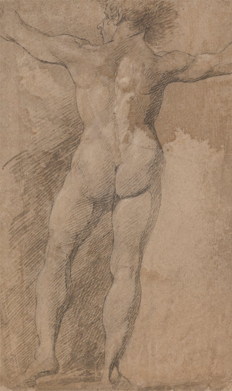 Hombre con los brazos abiertos visto desde atrás de James Barry
