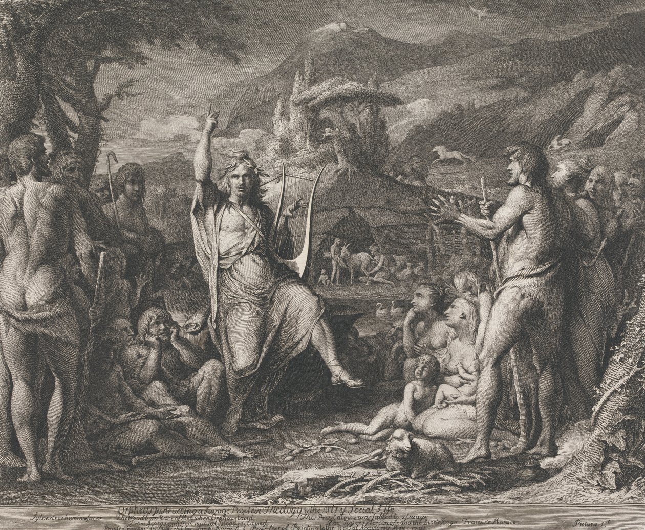 Orfeo instruyendo...en Teología (Diseños para las paredes de la Gran Sala de la Sociedad para el Fomento de las Artes) de James Barry
