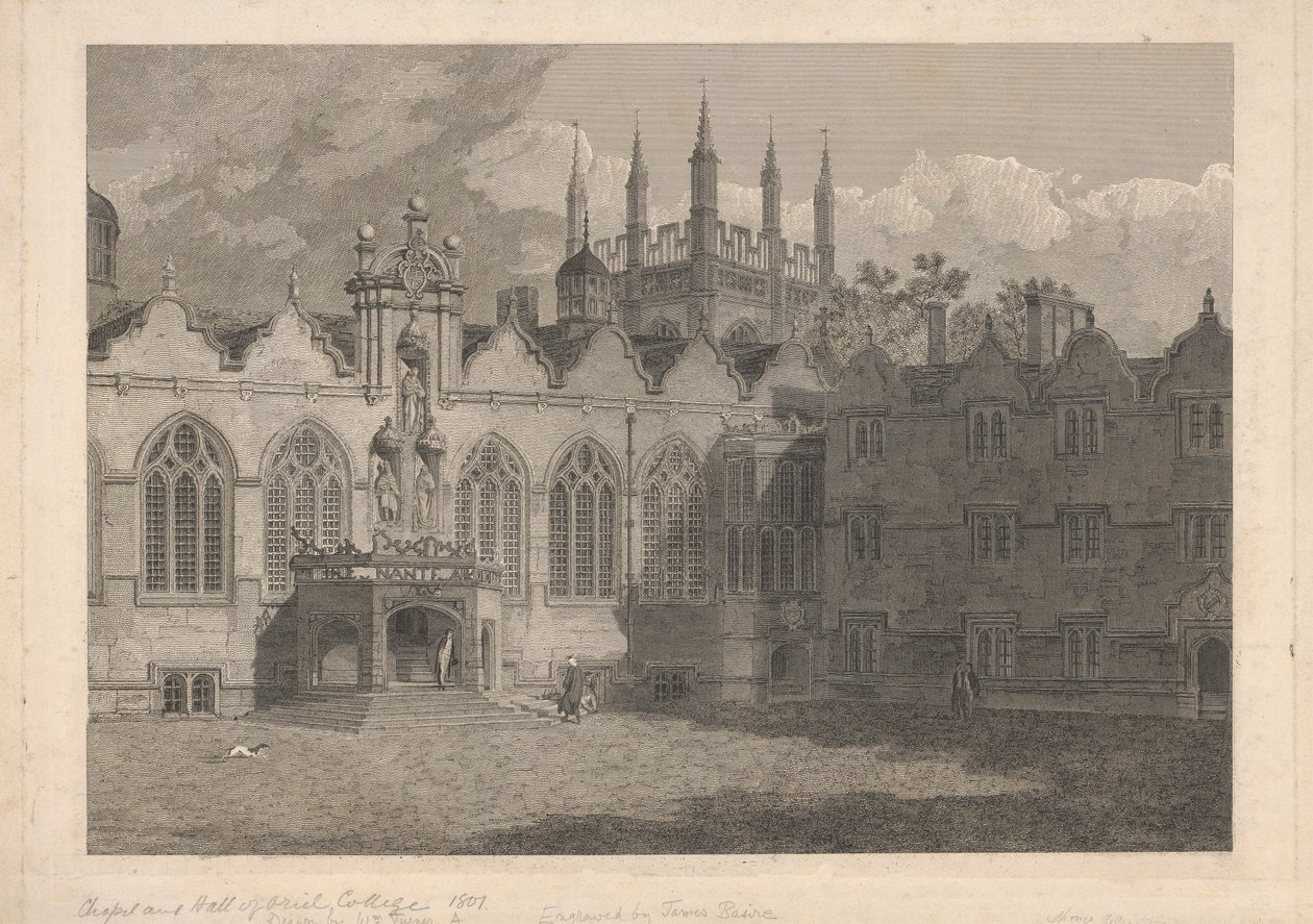 Vista de la capilla y el vestíbulo del Oriel College de James Basire