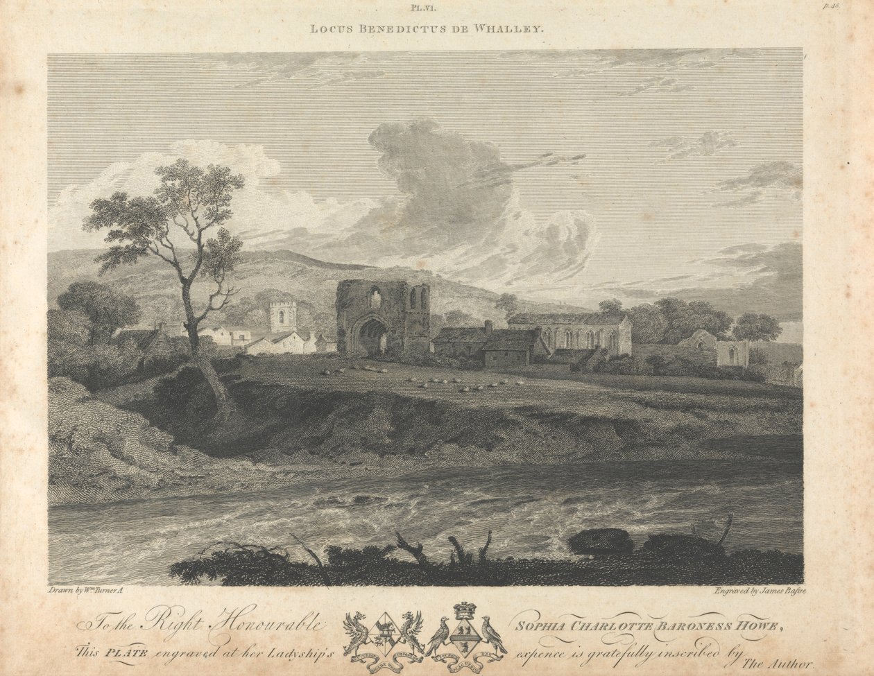 Vista lejana de la Abadía de Whalley de James Basire